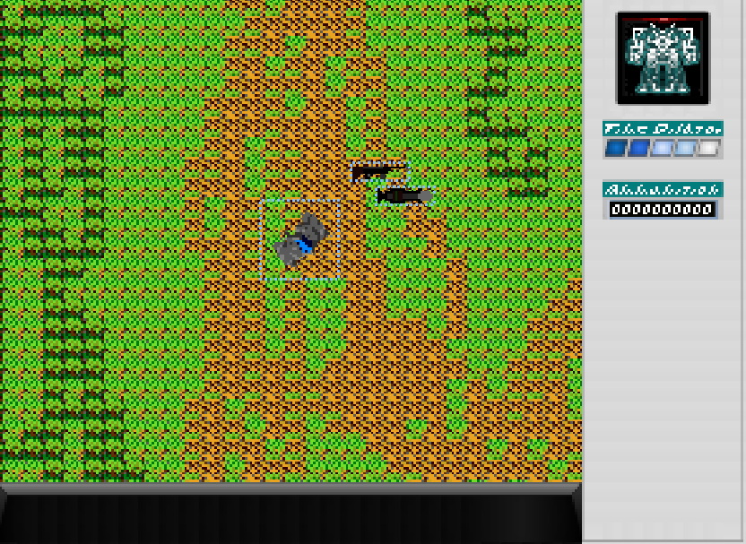 Snapshot of Mech Shooter; features multiple weapon
                    entities