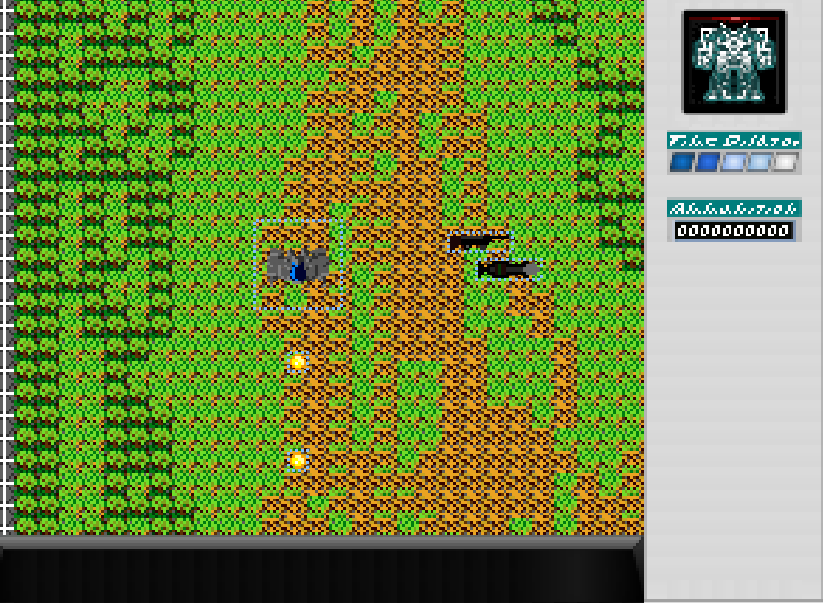 Snapshot of Mech Shooter; features the player firing
                    projectiles