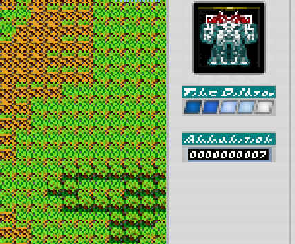 Snapshot of Mech Shooter; features the HUD of the game
                    with a health icon and ammo counter